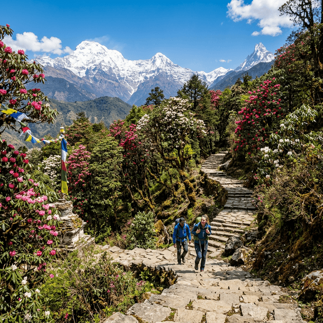 Professional trekking guides and mountain landscapes of Nepal